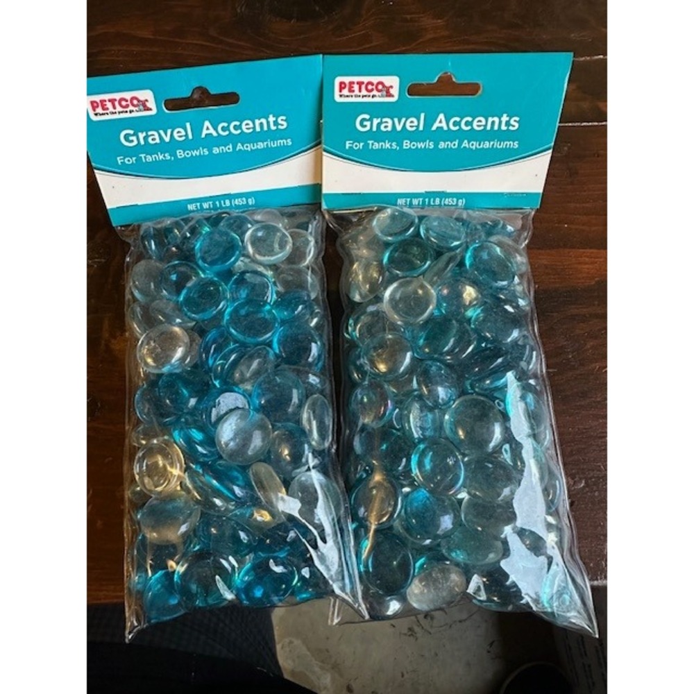 Petco Gravel Accents Glass Gems Ocean Blu‎ Mix Aquarium Decor 2 Bags 1lb Each